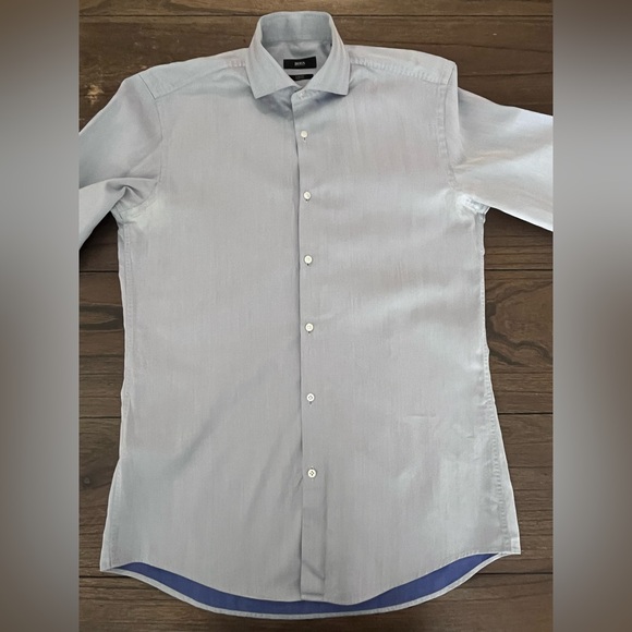 Hugo Boss Slim Fit Two Ply Button Down Dress Shirt Mens size 39 15 1/2 - Picture 2 of 8